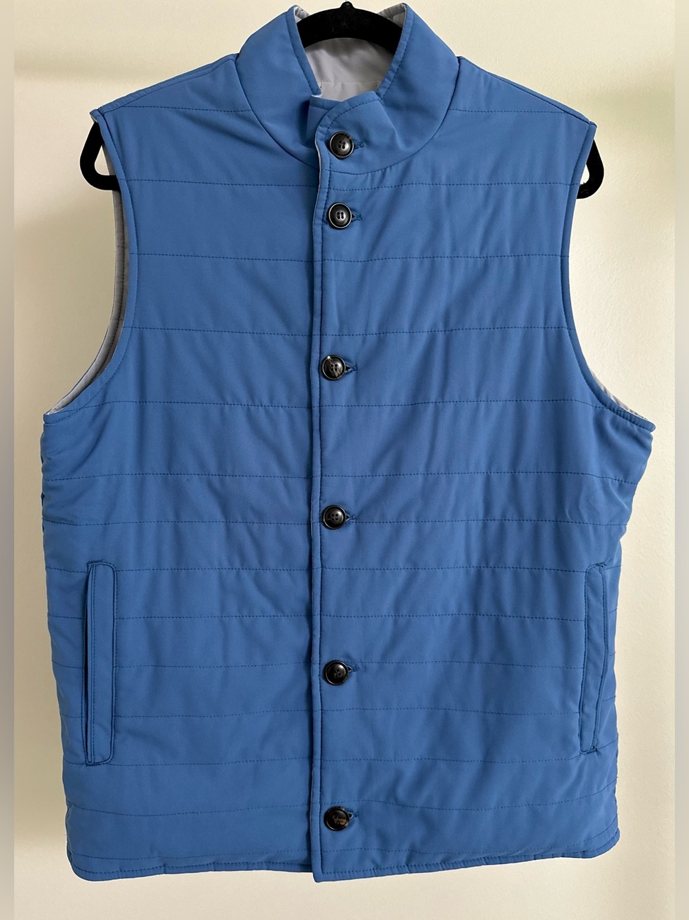 Peter Millar Ocean Blue Quilted Reversible Button-Front Vest Medium